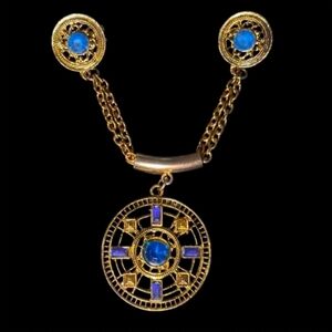 Rare Vintage 80s/90s Victorian Revival Double-Pin Sweater Guard Brooch